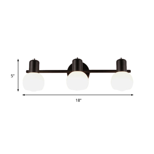 3-Bulb Wall Sconce Lighting with Bubble Shade Opal Glass Modern Bathroom Light Fixture in Black/White Clearhalo 'Cast Iron' 'Glass' 'Industrial' 'Modern wall lights' 'Modern' 'Tiffany' 'Traditional wall lights' 'Wall Lamps & Sconces' 'Wall Lights' Lighting' 142040
