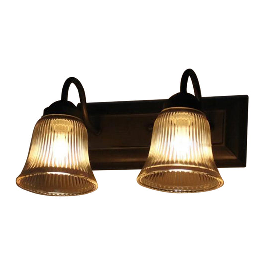 Bell Clear Textured Glass Wall Mounted Lamp Industrial Single Bulb Bedroom Sconce Light in Black Clearhalo 'Cast Iron' 'Glass' 'Industrial wall lights' 'Industrial' 'Middle century wall lights' 'Modern' 'Tiffany' 'Traditional wall lights' 'Wall Lamps & Sconces' 'Wall Lights' Lighting' 142049