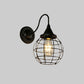 Rustic Style Ball Cage Wall Lighting with Gooseneck Arm 1 Bulb Iron Wall Sconce in Rust/Black Finish Clearhalo 'Art deco wall lights' 'Cast Iron' 'Glass' 'Industrial wall lights' 'Industrial' 'Middle century wall lights' 'Modern' 'Rustic wall lights' 'Tiffany' 'Traditional wall lights' 'Wall Lamps & Sconces' 'Wall Lights' Lighting' 1420505
