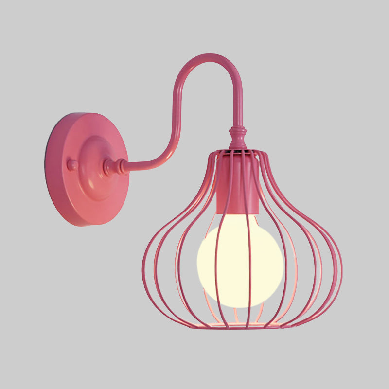 1 Light Onion Wall Sconce Lighting Loft Style Black/White Metallic Mini Wall Lighting with Gooseneck Arm for Bedroom Clearhalo 'Art deco wall lights' 'Cast Iron' 'Glass' 'Industrial wall lights' 'Industrial' 'Middle century wall lights' 'Modern' 'Rustic wall lights' 'Tiffany' 'Traditional wall lights' 'Wall Lamps & Sconces' 'Wall Lights' Lighting' 1420527