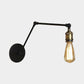 Industrial Open Bulb Sconce Lighting with Swing Arm 1 Light Metallic Wall Lamp in Brass/Black for Living Room Clearhalo 'Art deco wall lights' 'Cast Iron' 'Glass' 'Industrial wall lights' 'Industrial' 'Middle century wall lights' 'Modern' 'Rustic wall lights' 'Tiffany' 'Traditional wall lights' 'Wall Lamps & Sconces' 'Wall Lights' Lighting' 1420572