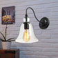 Bell Bedroom Wall Light Fixture Industrial Clear/Green/Smoked Glass 1 Light Black Sconce Lamp with Gooseneck Arm Clearhalo 'Art deco wall lights' 'Cast Iron' 'Glass' 'Industrial wall lights' 'Industrial' 'Middle century wall lights' 'Modern' 'Rustic wall lights' 'Tiffany' 'Traditional wall lights' 'Wall Lamps & Sconces' 'Wall Lights' Lighting' 1420666