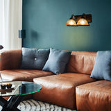 2 Lights Dome Sconce Light Rustic Style Black Clear Prismatic Glass Wall Lamp for Living Room Clear Clearhalo 'Cast Iron' 'Glass' 'Industrial wall lights' 'Industrial' 'Middle century wall lights' 'Modern' 'Tiffany' 'Traditional wall lights' 'Wall Lamps & Sconces' 'Wall Lights' Lighting' 142066