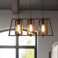 Farmhouse Trapezoid Frame Island Pendant Light 3 Lights Metallic Island Chandelier Light with Open Bulb in Black Clearhalo 'Ceiling Lights' 'Island Lights' Lighting' 1420697