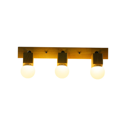 3 Lights Rotatable Wall Light Fixture with Open Bulb Wood Modernism Bedroom Vanity Light Clearhalo 'Industrial wall lights' 'Industrial' 'Middle century wall lights' 'Rustic wall lights' 'Tiffany' 'Wall Lamps & Sconces' 'Wall Lights' Lighting' 142079