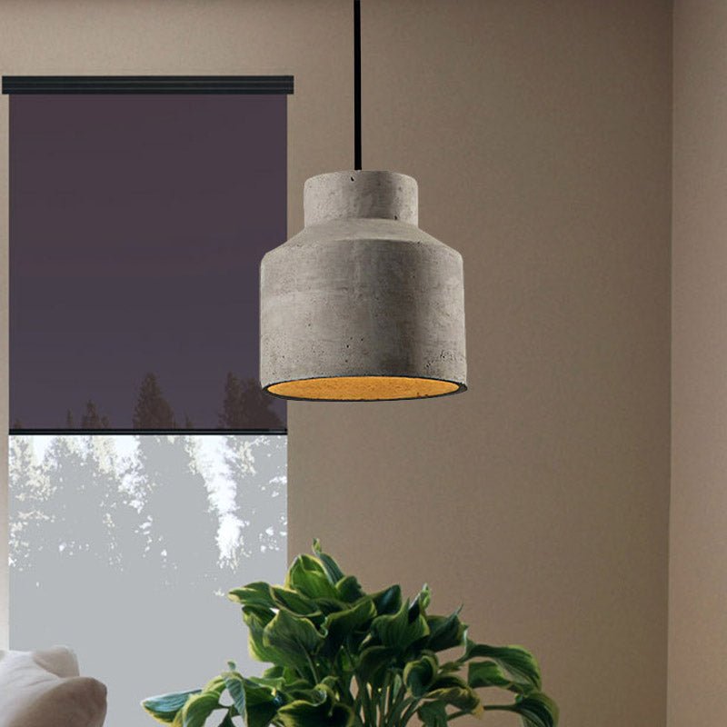6.5"/8.5"/10.5" Dia Barn/Cylinder/Dome Cement Pendant Lighting Industrial 1 Light Dining Table Ceiling Light Fixture with Adjustable Cord in Grey Clearhalo 'Ceiling Lights' 'Modern Pendants' 'Modern' 'Pendant Lights' 'Pendants' Lighting' 1420884