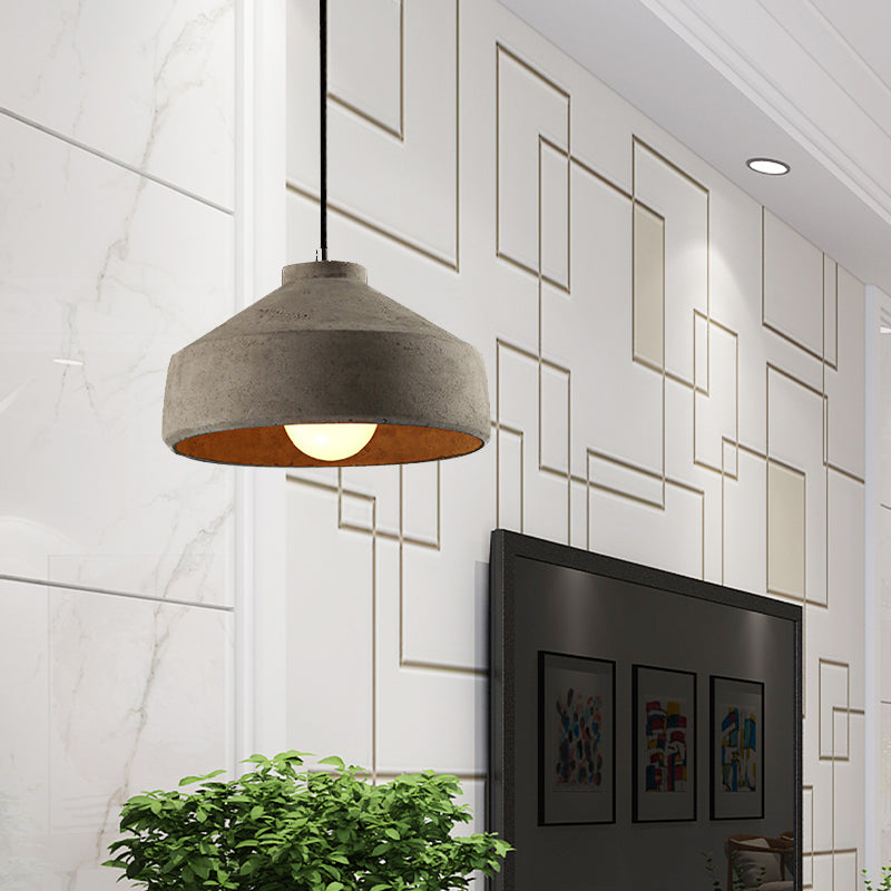 6.5"/8.5"/10.5" Dia Barn/Cylinder/Dome Cement Pendant Lighting Industrial 1 Light Dining Table Ceiling Light Fixture with Adjustable Cord in Grey Clearhalo 'Ceiling Lights' 'Modern Pendants' 'Modern' 'Pendant Lights' 'Pendants' Lighting' 1420886