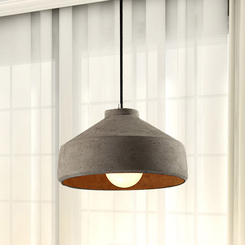 6.5"/8.5"/10.5" Dia Barn/Cylinder/Dome Cement Pendant Lighting Industrial 1 Light Dining Table Ceiling Light Fixture with Adjustable Cord in Grey Clearhalo 'Ceiling Lights' 'Modern Pendants' 'Modern' 'Pendant Lights' 'Pendants' Lighting' 1420887