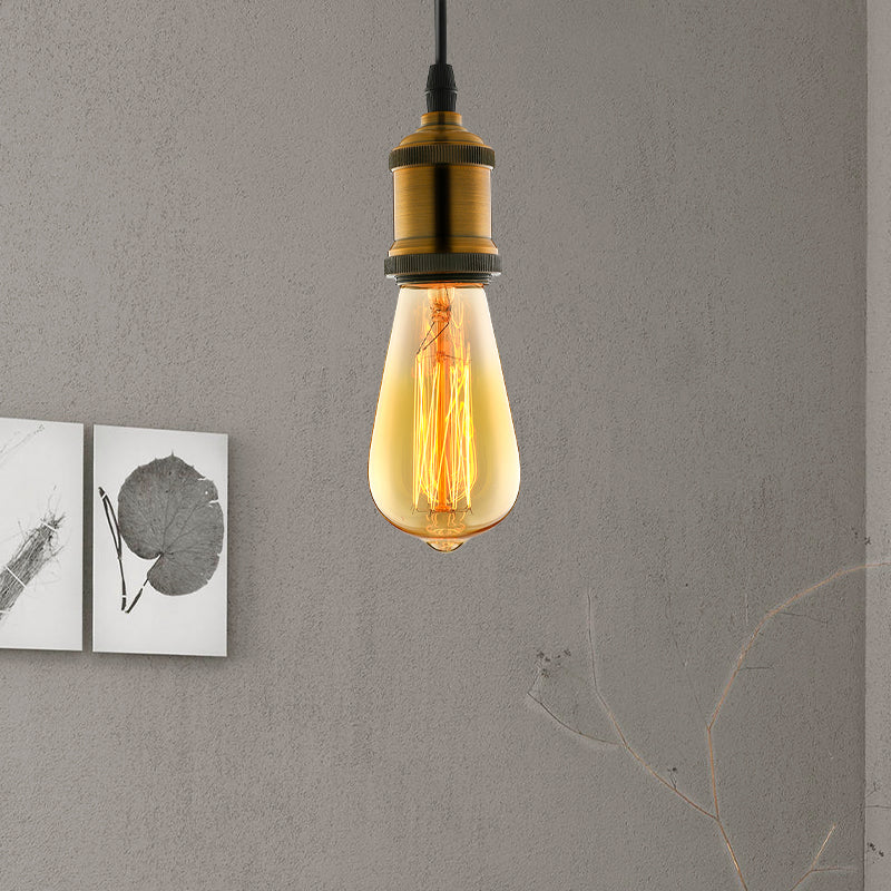 Metal Mini Hanging Pendant Light Vintage Style 1 Head Restaurant Hanging Fixture with Adjustable Cord in Brass Clearhalo 'Art Deco Pendants' 'Cast Iron' 'Ceiling Lights' 'Ceramic' 'Crystal' 'Industrial Pendants' 'Industrial' 'Metal' 'Middle Century Pendants' 'Pendant Lights' 'Pendants' 'Tiffany' Lighting' 1420931