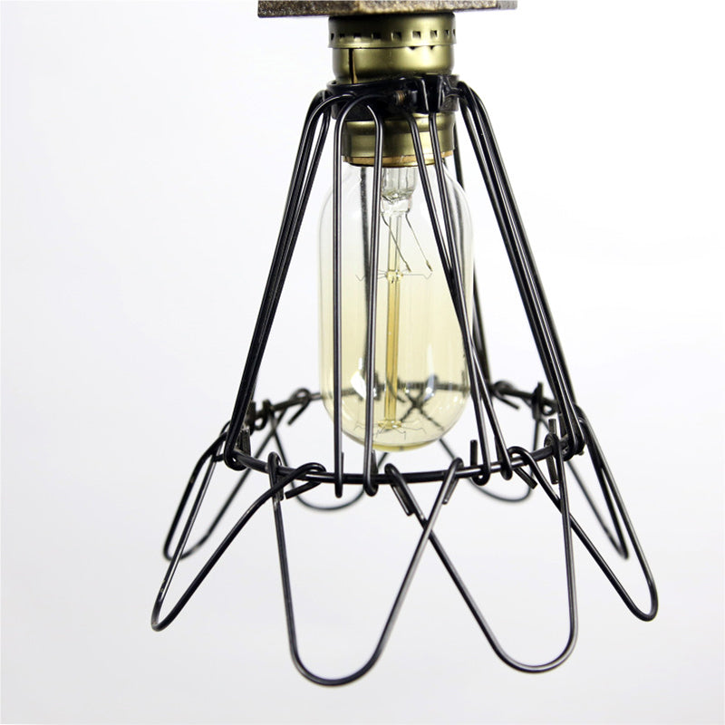 Industrial Wire Frame Pendant Lighting 1 Bulb Wrought Iron Ceiling Fixture with Red Valve in Bronze Clearhalo 'Art Deco Pendants' 'Cast Iron' 'Ceiling Lights' 'Ceramic' 'Crystal' 'Industrial Pendants' 'Industrial' 'Metal' 'Middle Century Pendants' 'Pendant Lights' 'Pendants' 'Tiffany' Lighting' 1420976