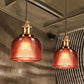 Single Light Dome Pendant Lighting Fixture Industrial Brass Prismatic Glass Hanging Ceiling Light in Red/Bronze/Blue Clearhalo 'Ceiling Lights' 'Glass shade' 'Glass' 'Industrial Pendants' 'Industrial' 'Middle Century Pendants' 'Pendant Lights' 'Pendants' 'Tiffany' Lighting' 1421071