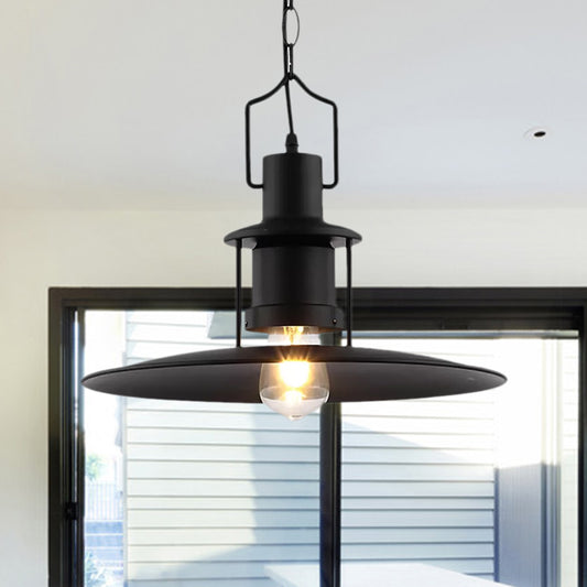 Flat Cone Shade Metal Pendant Light Industrial 1 Light Dining Room Hanging Fixture in Black, 16" Width Clearhalo 'Art Deco Pendants' 'Black' 'Cast Iron' 'Ceiling Lights' 'Ceramic' 'Crystal' 'Industrial Pendants' 'Industrial' 'Metal' 'Middle Century Pendants' 'Pendant Lights' 'Pendants' 'Rustic Pendants' 'Tiffany' Lighting' 1421108