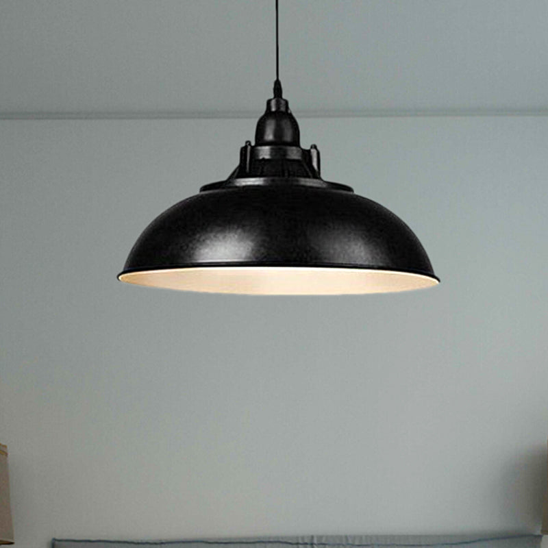 Black/Rust 1 Bulb Ceiling Light Vintage Industrial Metallic Bowl Shade Hanging Fixture for Study Room Clearhalo 'Art Deco Pendants' 'Black' 'Cast Iron' 'Ceiling Lights' 'Ceramic' 'Crystal' 'Industrial Pendants' 'Industrial' 'Metal' 'Middle Century Pendants' 'Pendant Lights' 'Pendants' 'Rustic Pendants' 'Tiffany' Lighting' 1421191
