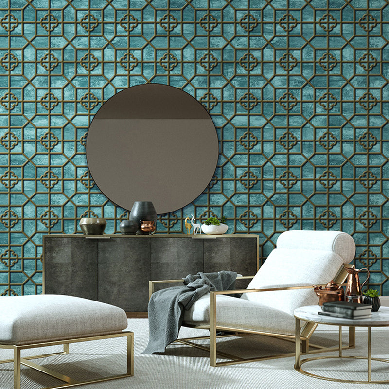 Chinoiserie Symmetric Wallpaper Pastel Color Geometric Wall Covering for Tearoom Clearhalo 'Wall Decor' 'Wallpaper' 1421217