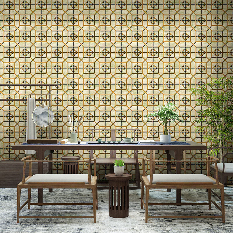 Chinoiserie Symmetric Wallpaper Pastel Color Geometric Wall Covering for Tearoom Navy Clearhalo 'Wall Decor' 'Wallpaper' 1421224