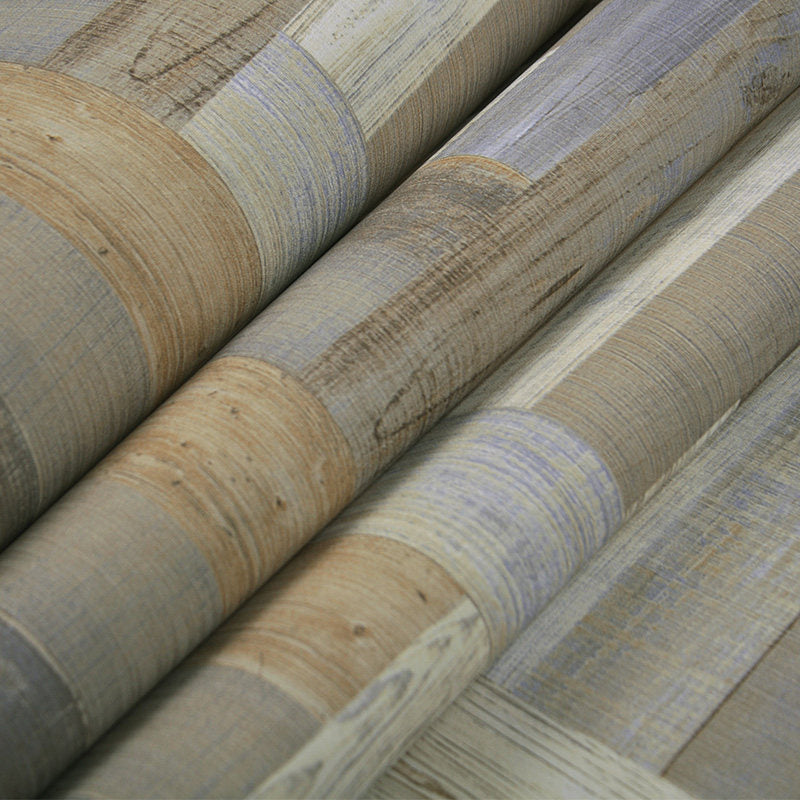 Enchanting Wood Wallpaper for Living Room Geometrical Wall Art in Multi Color, 33' x 20.5" Clearhalo 'Country wall decor' 'Rustic' 'Wallpaper' Wall Decor' 1421241