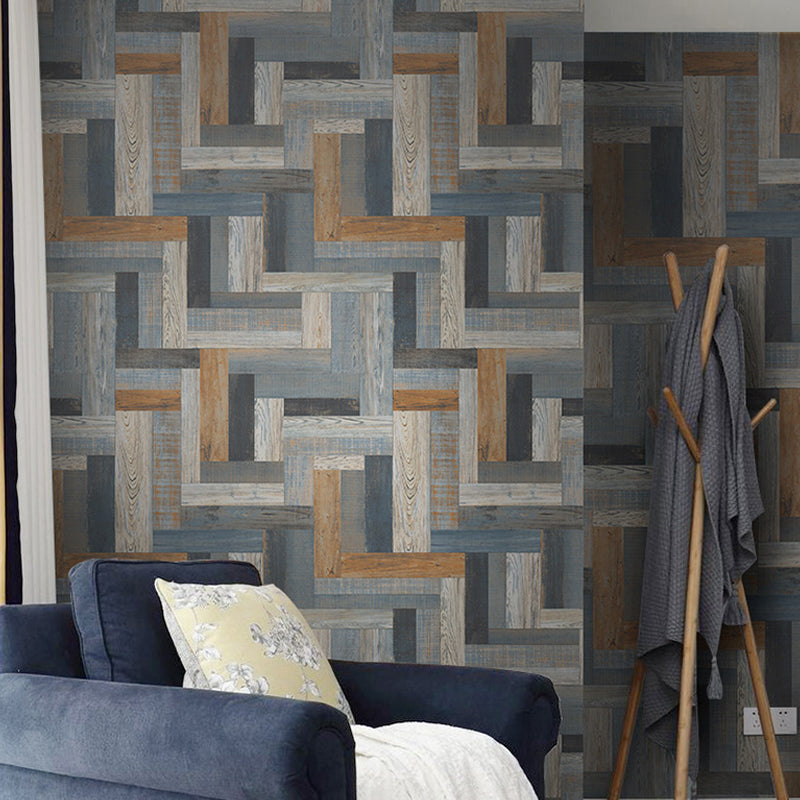 Enchanting Wood Wallpaper for Living Room Geometrical Wall Art in Multi Color, 33' x 20.5" Clearhalo 'Country wall decor' 'Rustic' 'Wallpaper' Wall Decor' 1421244