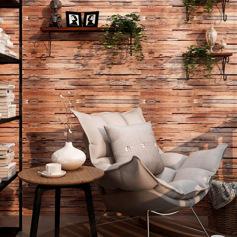 Brown Reclaimed Wood Wallpaper Easy-Peel-Off Rustic Dining Room Wall Covering, Self-Adhesive Brown Clearhalo 'Country wall decor' 'Rustic' 'Wallpaper' Wall Decor' 1421247