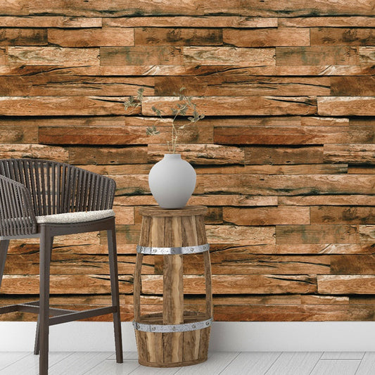 Brown Splicing Wood Wallpaper Roll Moisture Resistant Wall Covering for Living Room Brown Clearhalo 'Country wall decor' 'Rustic' 'Wallpaper' Wall Decor' 1421290