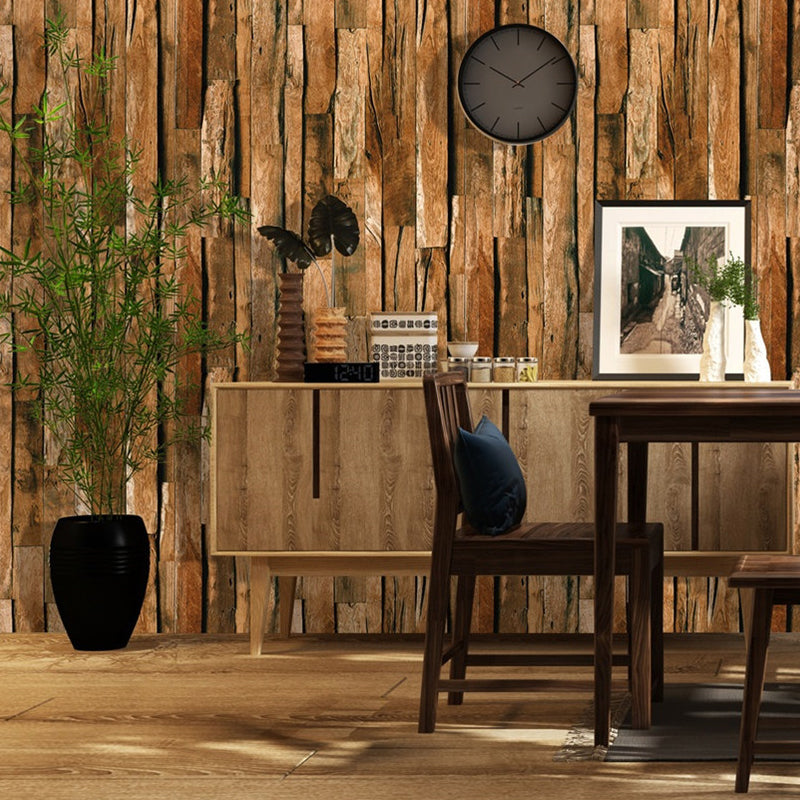 Brown Splicing Wood Wallpaper Roll Moisture Resistant Wall Covering for Living Room Clearhalo 'Country wall decor' 'Rustic' 'Wallpaper' Wall Decor' 1421291