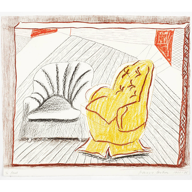 Large Two Sofa Chairs Mural Wallpaper Modern Art Sketch Wall Decor in Yellow-Grey Clearhalo 'Wall Decor' 'Wall Mural' 1421316