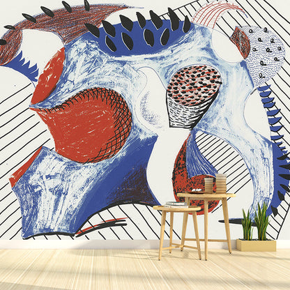 Stain Resistant Abstract Mural Wallpaper Customized Artistic Wall Decor for Living Room Red-Blue Clearhalo 'Wall Decor' 'Wall Mural' 1421413