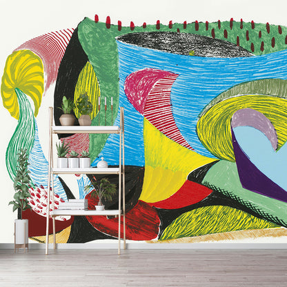 Non-Woven Whole Colorful Murals Artistry Abstract Artworks Wall Decor, Personalized Size Red-Yellow-Blue-Green Clearhalo 'Wall Decor' 'Wall Mural' 1421558