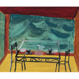 Illustration Tea Time Wallpaper Mural for Accent Wall, Red-Yellow-Green, Custom Printed Clearhalo 'Wall Decor' 'Wall Mural' 1421631