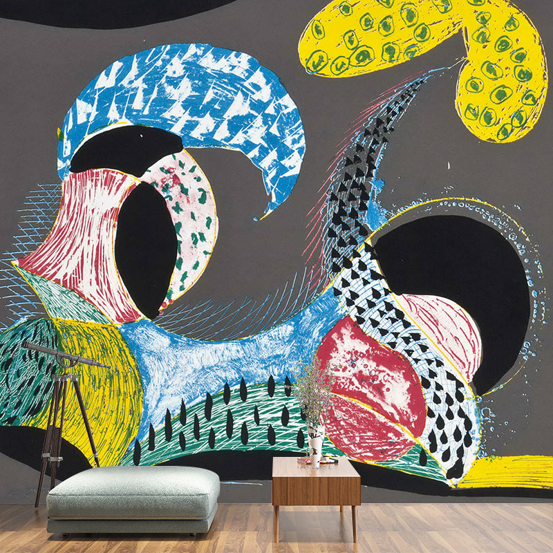 抽象的な風景壁紙壁画ポップアート不織布素材の壁装飾ブルーグレー