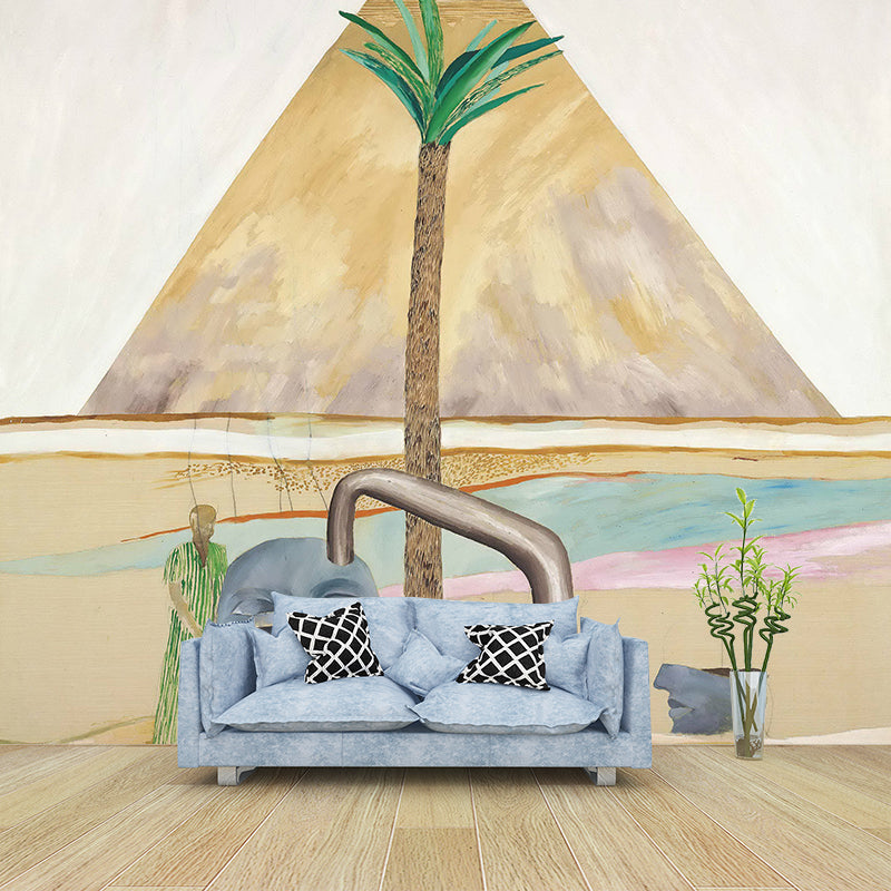 Full Size Aesthetics Wall Murals Brown Great Pyramid at Giza with Broken Head Painting Wall Art, Custom Print Clearhalo 'Wall Decor' 'Wall Mural' 1421740