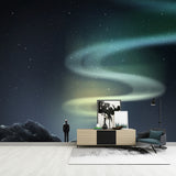 Sci-Fi Aurora Wall Mural Decal in Aqua Waterproofing Wall Art for Bedroom (1 Piece) Clearhalo 'Wall Decor' 'Wall Mural' 1421887