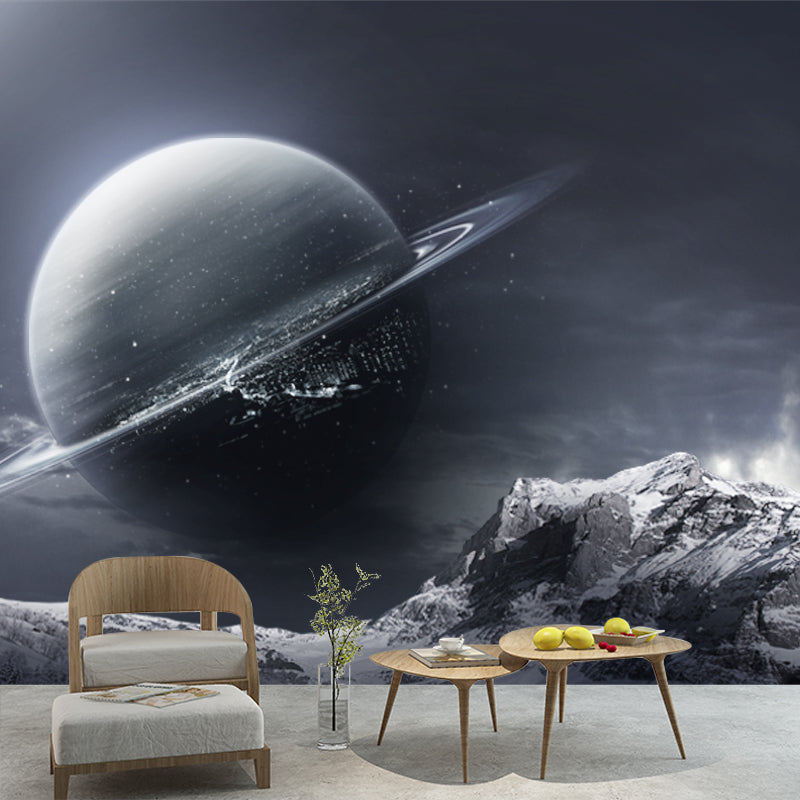 絵画 scieice room Science Fiction Earth Wallpaper Mural Pewter Snow Mountain