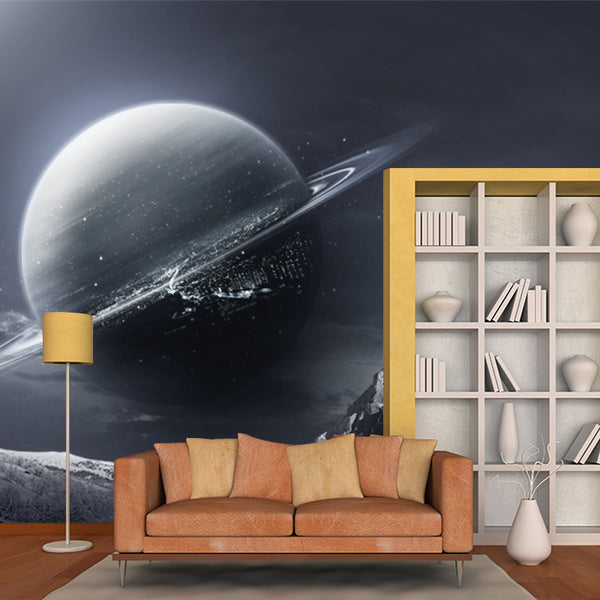 Science Fiction Earth Wallpaper Mural Pewter Snow Mountain