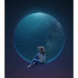 Non-Woven Washable Murals Sci-Fi Girl and Starry Moon Night Wall Art for Bedroom Clearhalo 'Wall Decor' 'Wall Mural' 1422026