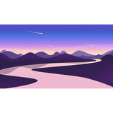 Curved River at Night Mural Decal Modern Water Resistant Bedroom Wall Art, Custom Print Clearhalo 'Wall Decor' 'Wall Mural' 1422325