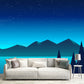 Night Time Mountain River Mural Modern Non-Woven Wall Art in Blue for Living Room Clearhalo 'Wall Decor' 'Wall Mural' 1422334