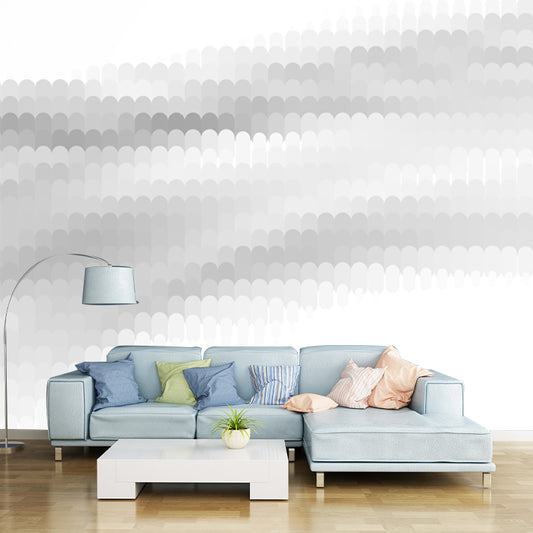 Minimal Dots Wall Mural Decal White Abstract Lake Reflection Wall Covering for Home