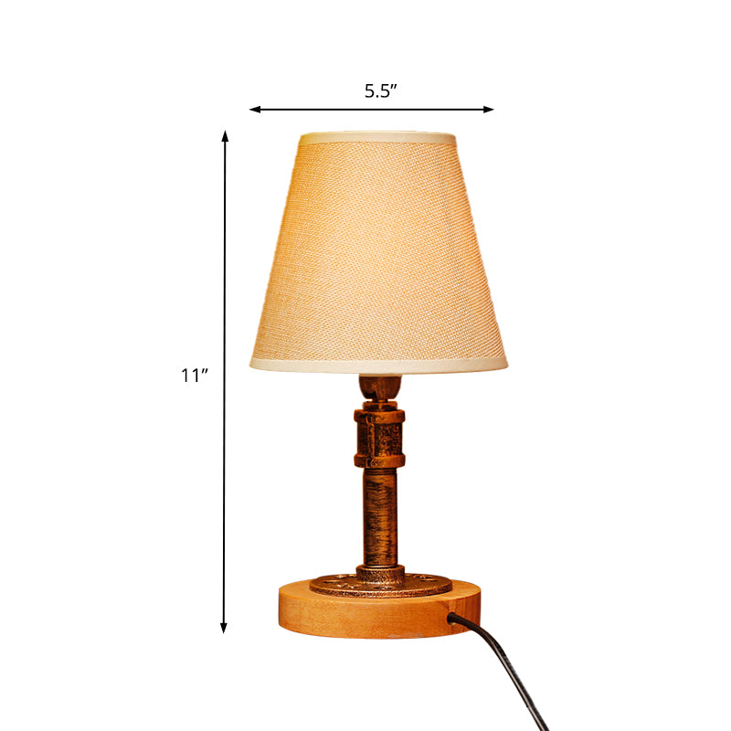 Rustic Industrial Cone Table Light 1 Head Fabric and Iron Standing ...