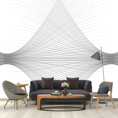 Modernist Interwoven Lines Mural Non-Woven Washable Black-White Wall Covering for Accent Wall Black-White Clearhalo 'Wall Decor' 'Wall Mural' 1422459