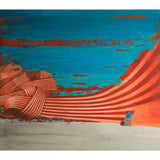 Orange-Blue Graffiti Wallpaper Mural Washable Art Deco Living Room Wall Covering Clearhalo 'Wall Decor' 'Wall Mural' 1422797