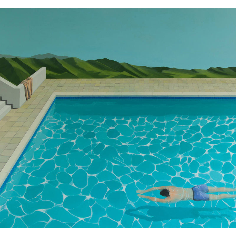 Breaststroke Swimming Murals Wallpaper Blue Artistic Wall Covering for Living Room Clearhalo 'Wall Decor' 'Wall Mural' 1422888