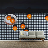 Artistic Still Life Fruit Murals Orange-Black Moisture Resistant Wall Decor for Home