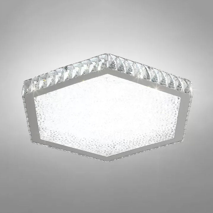 Contemporary Hexagon Ceiling Mount Light Clear Crystal Ceiling Lamp for Foyer White White Clearhalo 'Ceiling Lights' 'Close To Ceiling Lights' 'Close to ceiling' 'Flush mount' Lighting' 14231