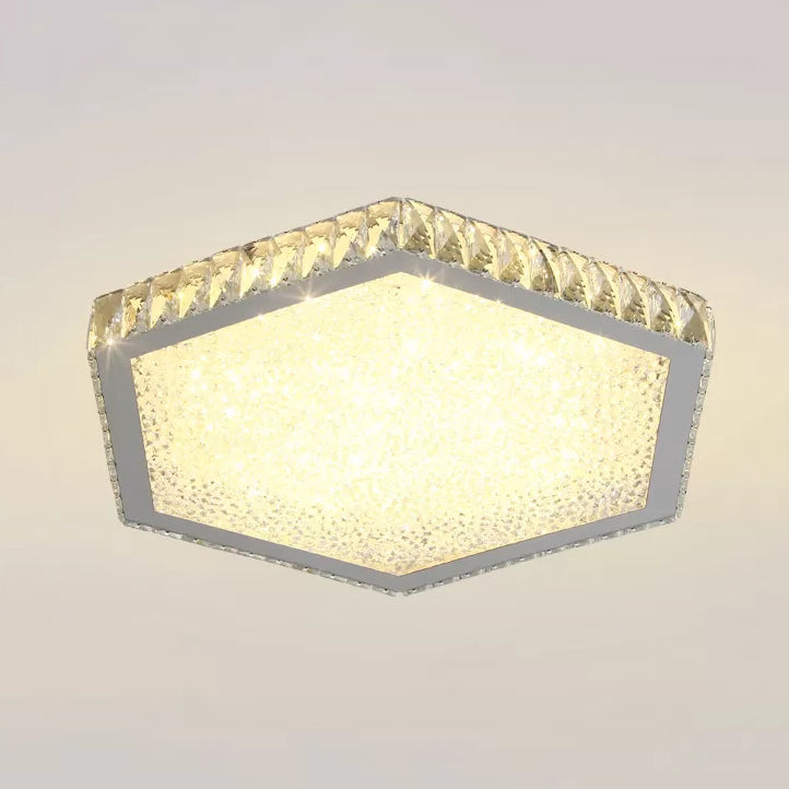 Contemporary Hexagon Ceiling Mount Light Clear Crystal Ceiling Lamp for Foyer Clearhalo 'Ceiling Lights' 'Close To Ceiling Lights' 'Close to ceiling' 'Flush mount' Lighting' 14232