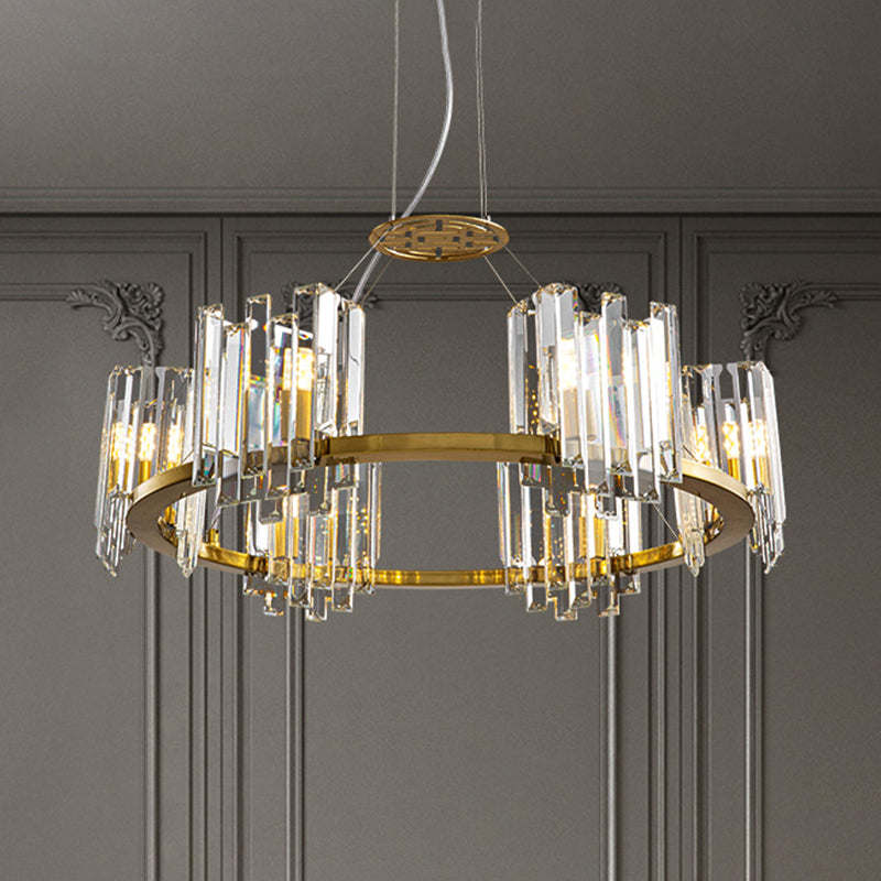 Gold 4/6 Bulbs Ceiling Lamp Modern Clear Crystal Cubic Shade Annular Chandelier Light Fixture 6 Clear Clearhalo 'Ceiling Lights' 'Chandeliers' 'Clear' 'Industrial' 'Modern Chandeliers' 'Modern' 'Tiffany' 'Traditional Chandeliers' Lighting' 1423256