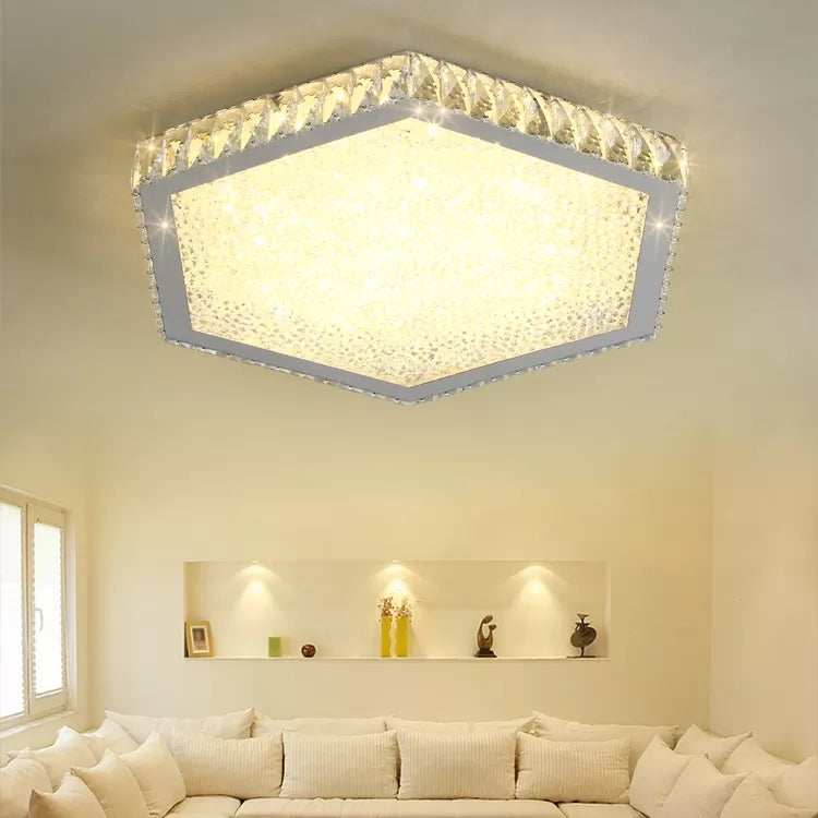 Contemporary Hexagon Ceiling Mount Light Clear Crystal Ceiling Lamp for Foyer Clearhalo 'Ceiling Lights' 'Close To Ceiling Lights' 'Close to ceiling' 'Flush mount' Lighting' 14233