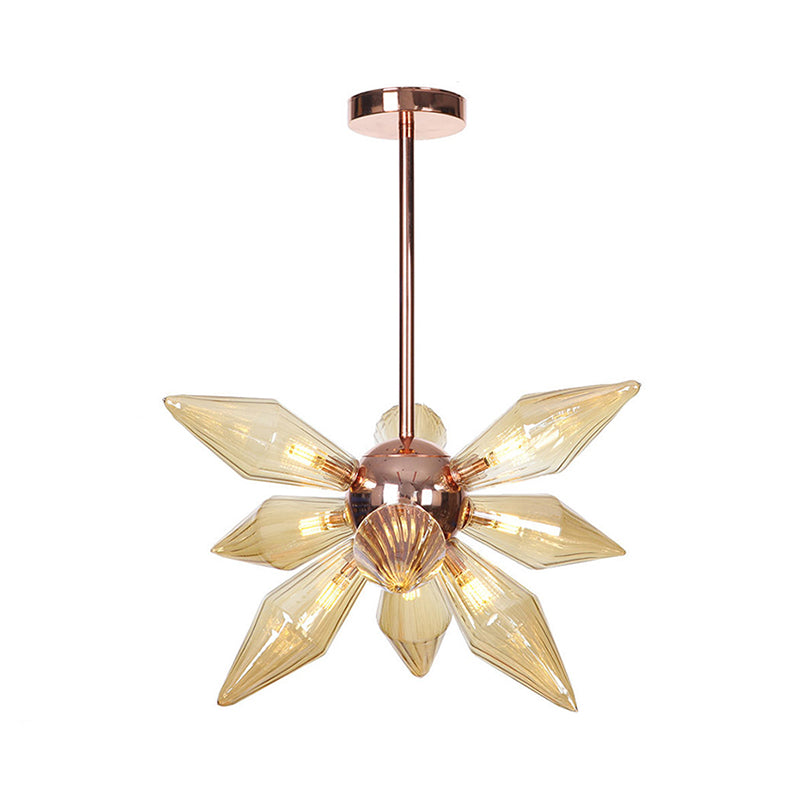 Sputnik Living Room Hanging Fixture Factory Clear/Amber Glass 9/12/15 Bulbs Brass/Copper Chandelier Lighting Fixture Clearhalo 'Cast Iron' 'Ceiling Lights' 'Chandeliers' 'Industrial Chandeliers' 'Industrial' 'Metal' 'Middle Century Chandeliers' 'Rustic Chandeliers' 'Tiffany' Lighting' 1423535