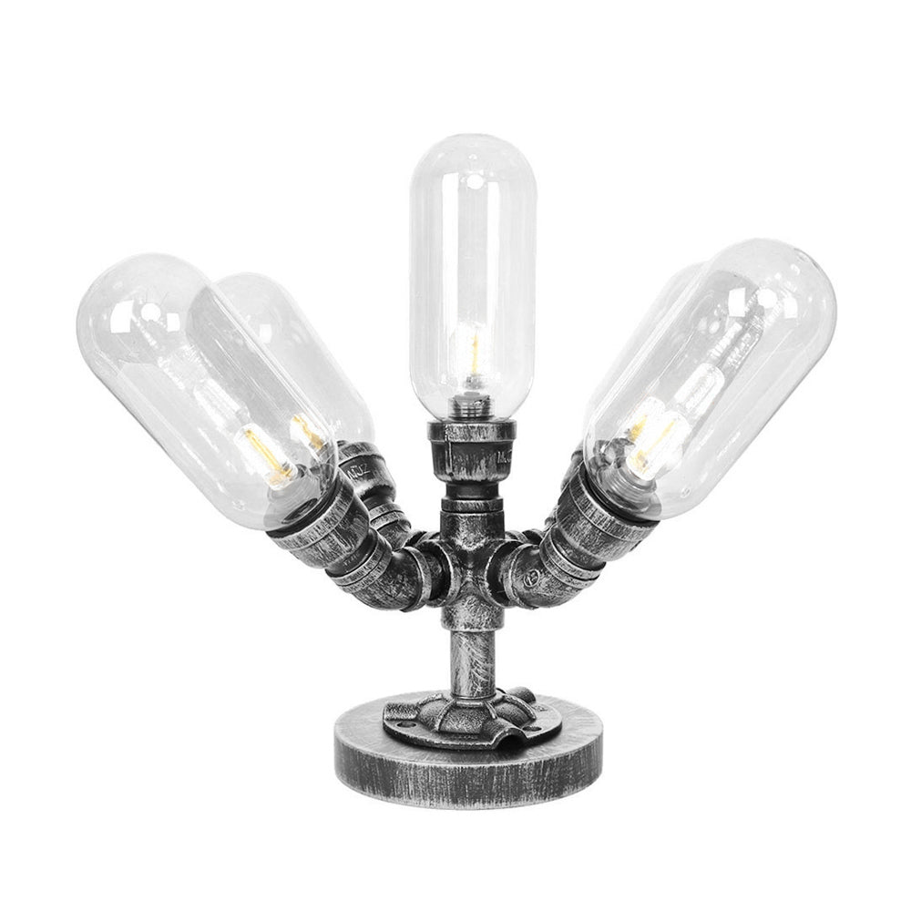 1/4/5-Bulb Capsule Shade Table Ligting Industrial Clear/Amber Glass Night Lamp for Bedroom Clear C Clearhalo 'Lamps' 'Table Lamps' Lighting' 1423724