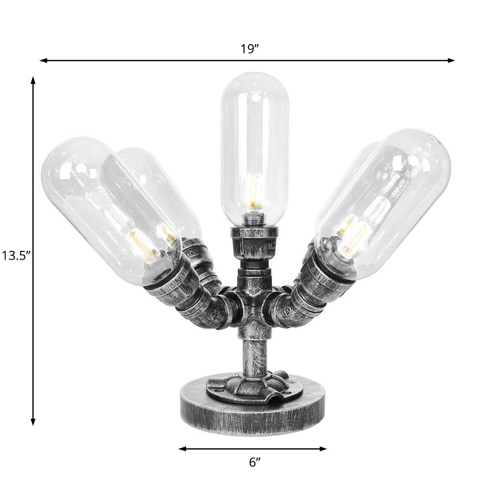 1/4/5-Bulb Capsule Shade Table Ligting Industrial Clear/Amber Glass Night Lamp for Bedroom Clearhalo 'Lamps' 'Table Lamps' Lighting' 1423725