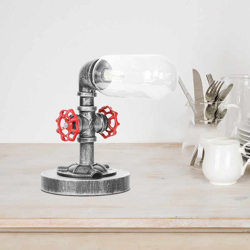 1/4/5-Bulb Capsule Shade Table Ligting Industrial Clear/Amber Glass Night Lamp for Bedroom Clearhalo 'Lamps' 'Table Lamps' Lighting' 1423726